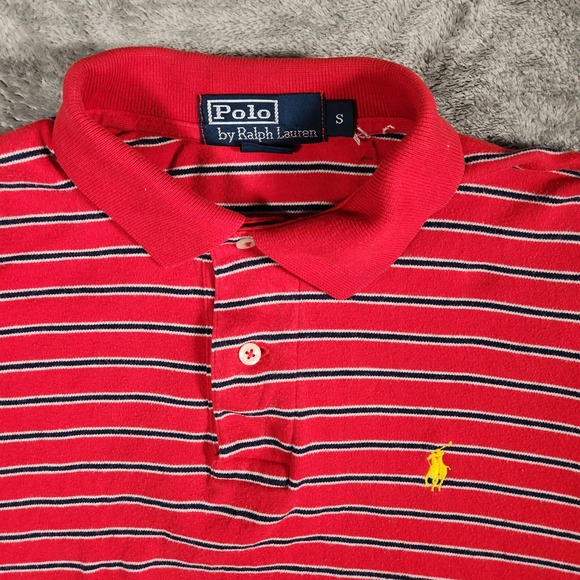 Polo Ralph Lauren Polo Shirt Men's Small Red Striped Short Sleeve - Picture 4 of 9